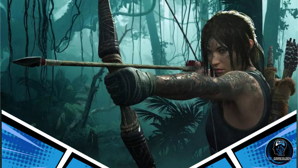 Lara Croft from the 2013 Tomb Raider Survivor Trilogy with text overlay: The Psychology of Lara Croft